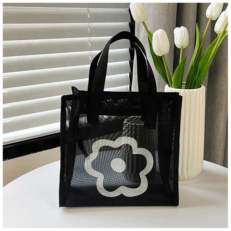 Fashionable large capacity breathable mesh bag for travel, simple handbag, large capacity women's cosmetics storage bag