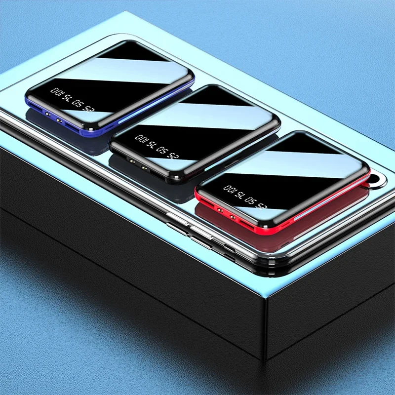 20000mAh LED Digital Display Portable Mini Power Bank Mirror Screen Powerbank External Battery Pack Powerbank For Mobile Phones