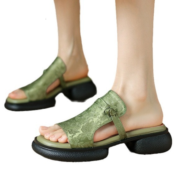 China Chic Style Open Toe Thick Soled Sandals For Women Wearing Flip Flops In The Summer Of New Chinese Muffin Slippers Ddmysheep Ddmysheep ddmythur