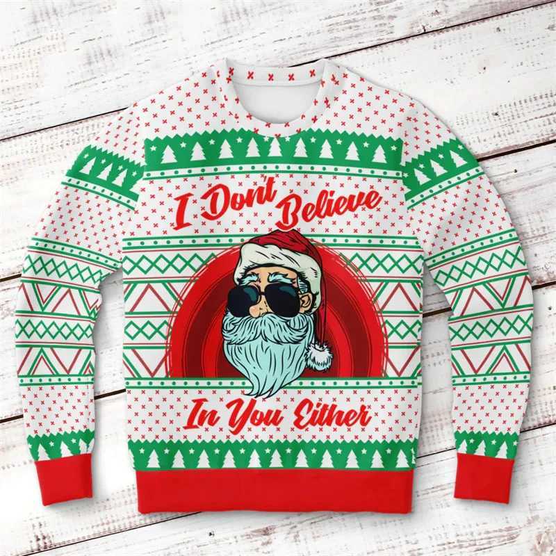 Men Women Ugly Sweatshirt Christmas Clothing 3D Printed Crewneck Sweatshirts Elk Gingerbread Snowman Pattern Trend Hoodies LX241113