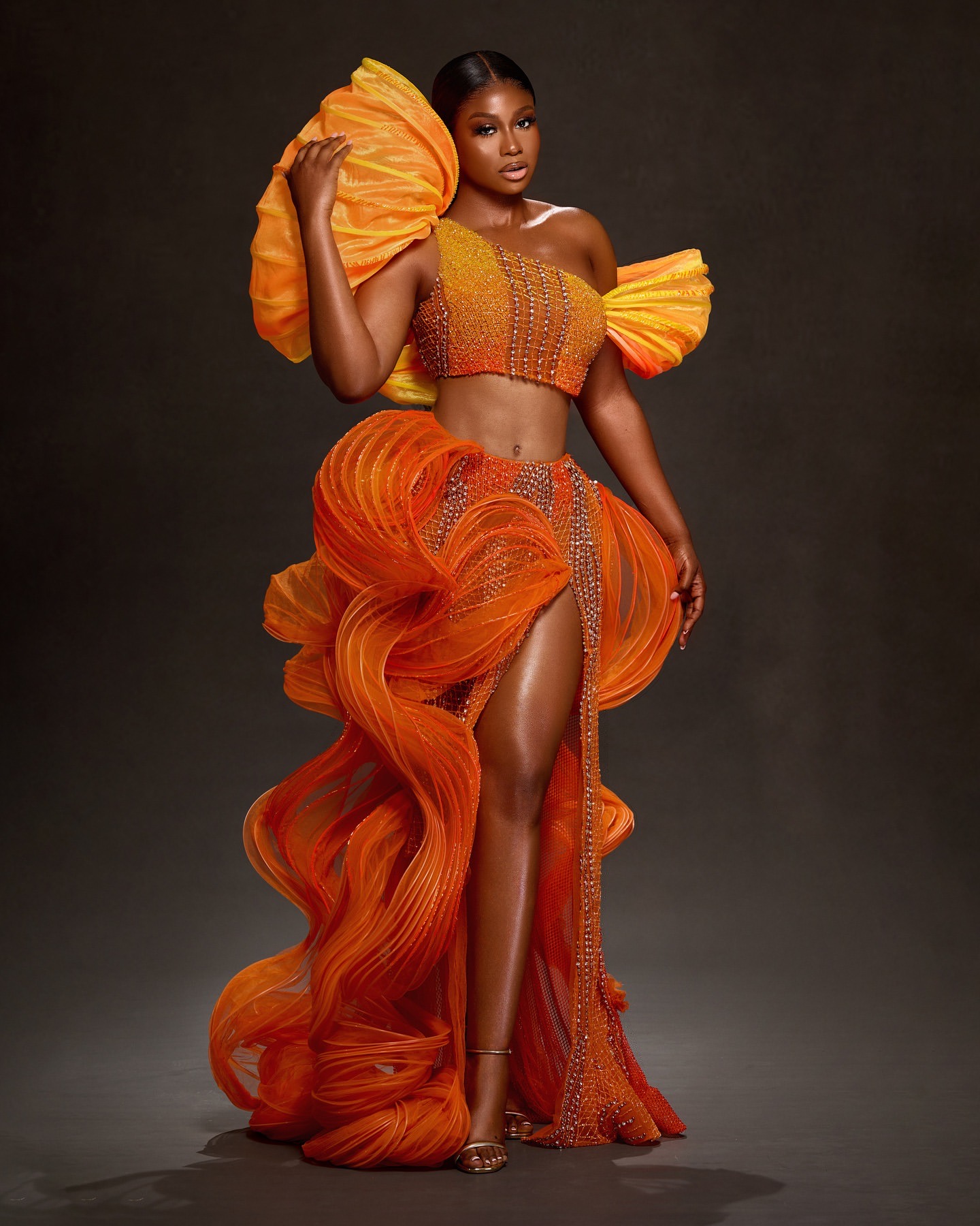 2024 Plus Size Orange Sheath Prom Dresses For Special Occasions Stylish Two Pieces Crystals Evening Party Birthday Gowns Dress For Women Vestidos de n