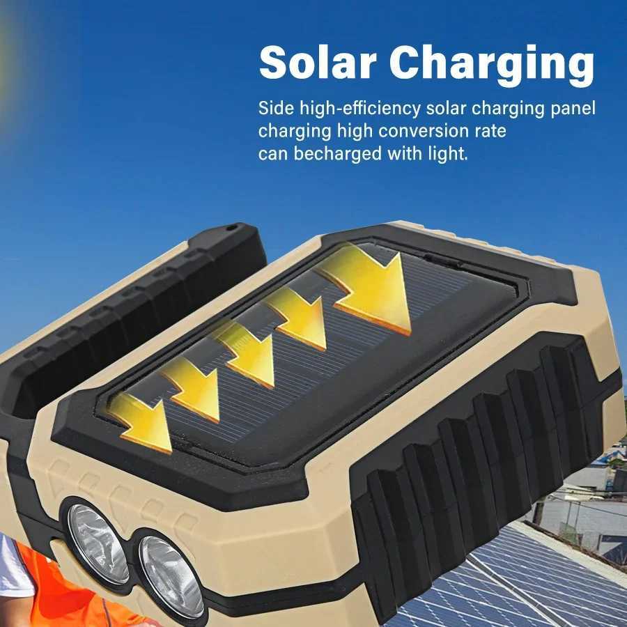 High Power Led Flashlights Camping Torch Work Light Solar Charge 4 Gear USB Rechargeable Light Waterproof Light for OutdoorLX241113