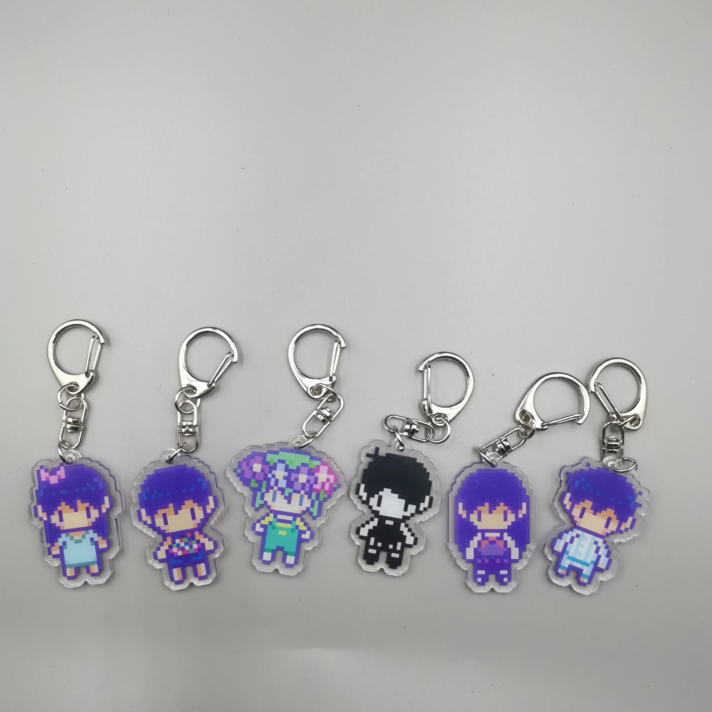 4cm Fun New And Cool Pixel Acrylic Omori Game Keychain Bag Car Keyring Anime Pendant Accessories Student Gift Kel Basil smile