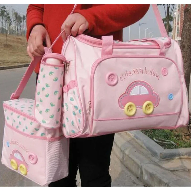 4-in-1 Diaper Bag new Mommy Bag with Handle Diaper Changing Pad Baby Bottle Cover Kit Mother Nappy Maternity Package 2025 Batch Organizer