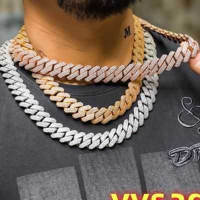 Hip Hop Jewelry Chain Necklace Fashion Men Miami 18K Solid Gold Jewelry Custom Full Diamond Moissanite Cuban Link Chain Price
