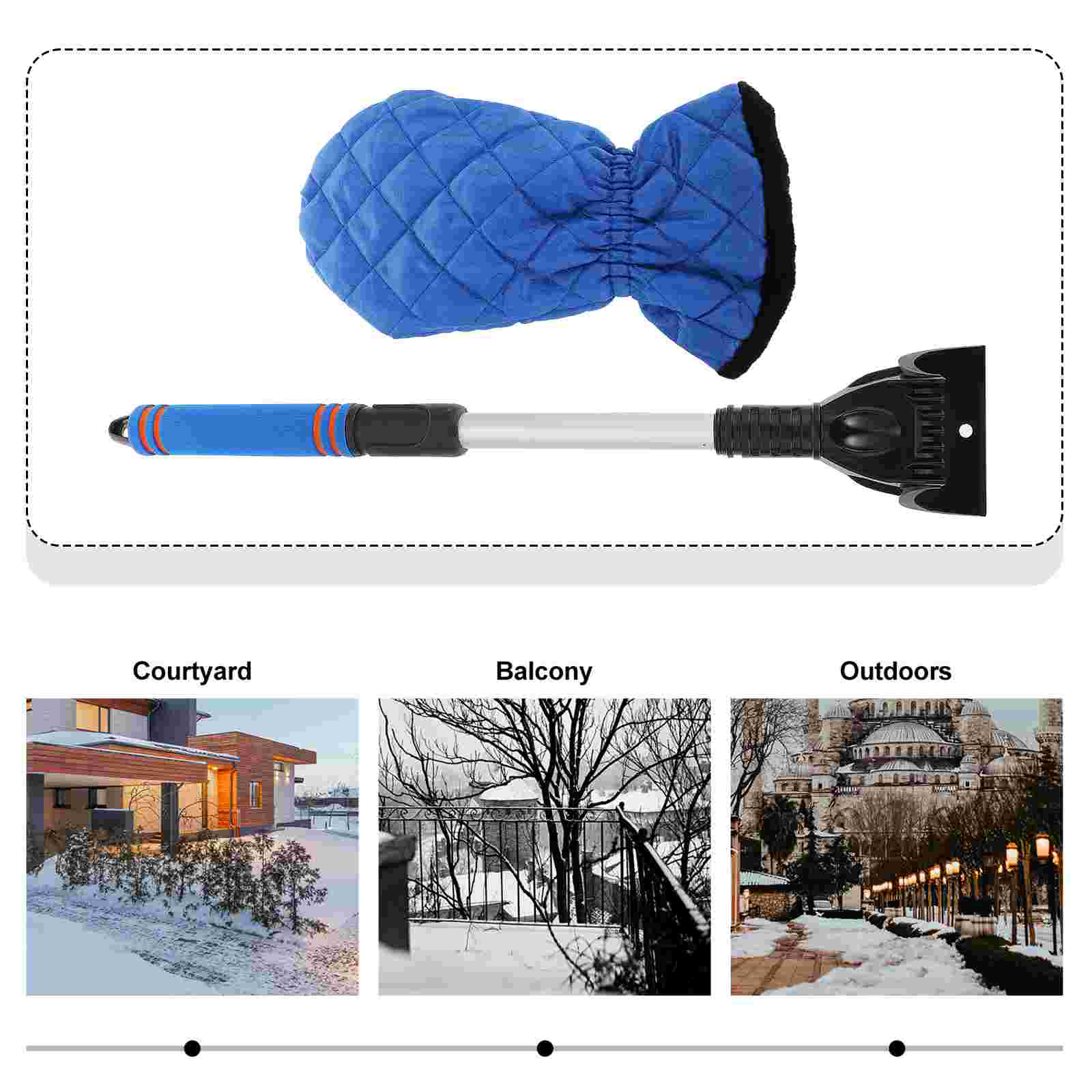 Scraper Snow for Deicing Ice Car Windshield Cleaning Tool Veet Removing with Gloves smile
