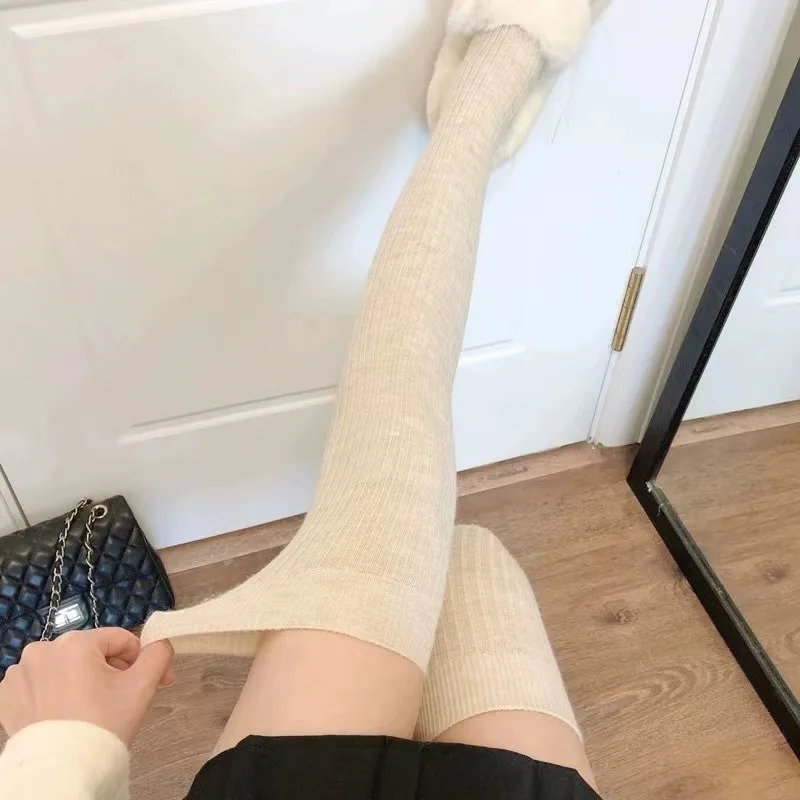 Stockings Autumn Winter Solid Color Thigh High Medias Over The Knee Cute Lolita Socks Woman Girls Thick Warm Stockings Long Leg