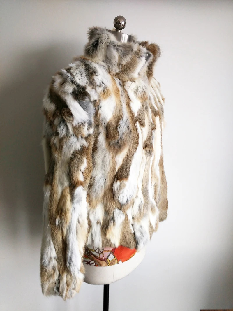 Women Real Rabbit Fur Mandarin Collar Coat Natural Pure Genuine Whole Skin Jacket Full Pelt Customize WSR61 241113