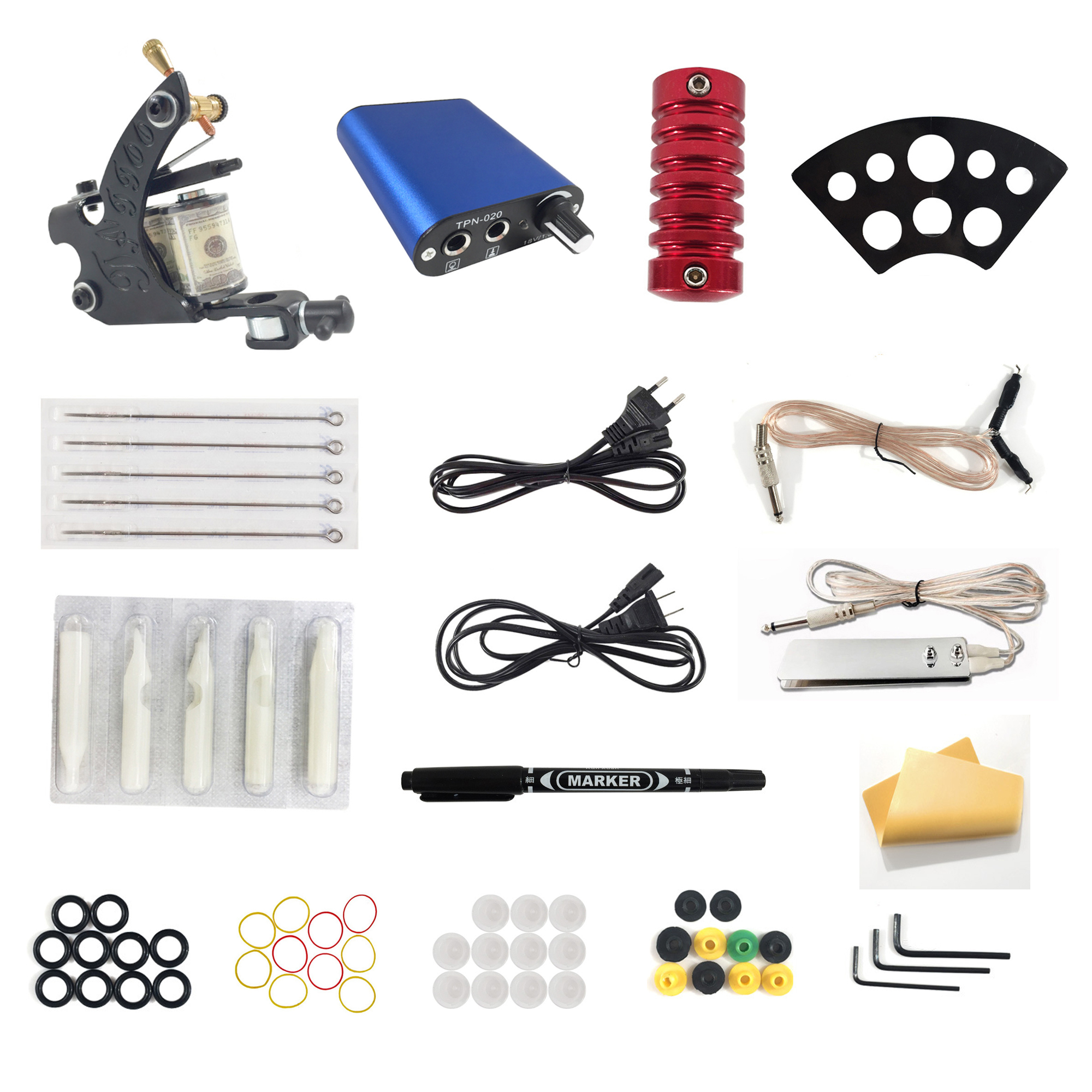 Tattoo Beginner Kit Complete Hines Coil Tattoo Hine ddmysmile Power Supply Grips Body Art Tools Set Permanent Makeup Tattoo Set Smile