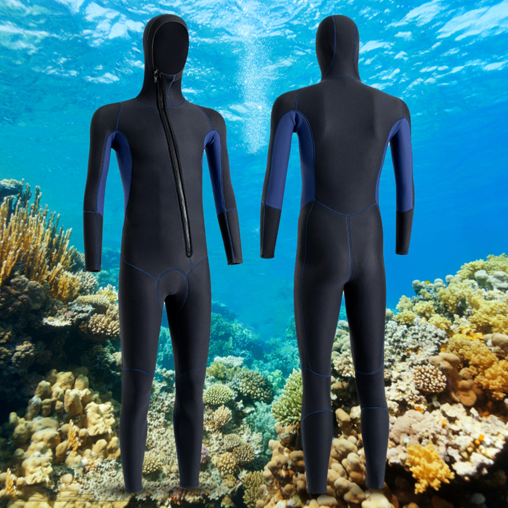 Neoprene Diving Skin Clothes Hooded Unisex Snorkeling Surfing Swimsuit Warm with Zipper Elastic Anti-scratch Outdoor Accessories