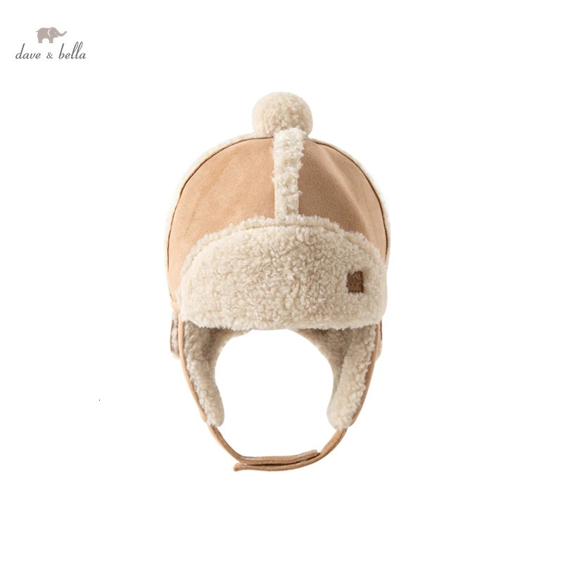 Dave Bella Baby Ear Protection Beanies Infant Plush Earflaps Cap Winter Warm Hat Kids Girl Boy Soild Bonnet DB4223578 241112