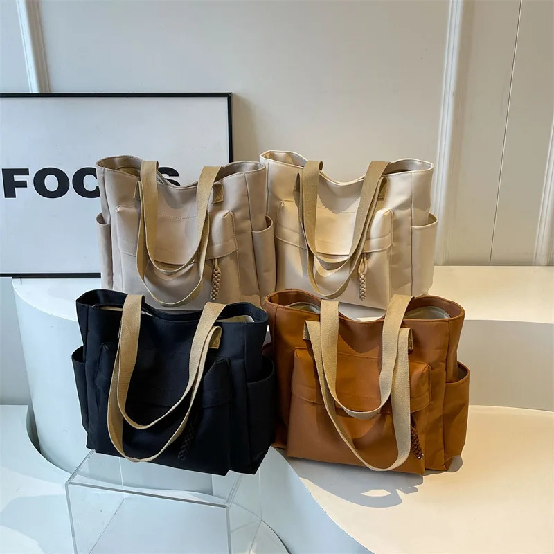 Large capacity womens canvas bag 2024 casual shoulder bag summer student commuting handbag 241112