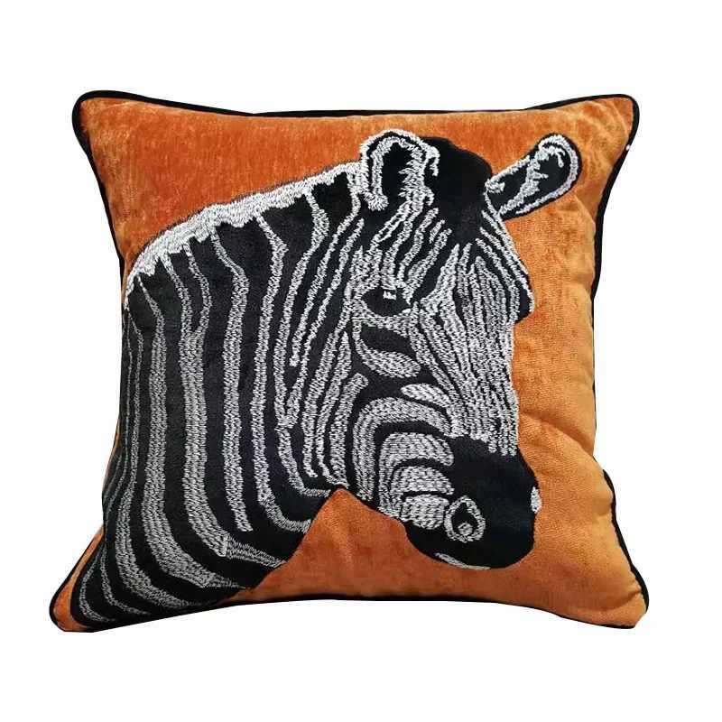 30x50/45x45cm lightweight luxury pendant cover made of embroidered box zebra pattern black and white Gis Nordic cushion cover M241113