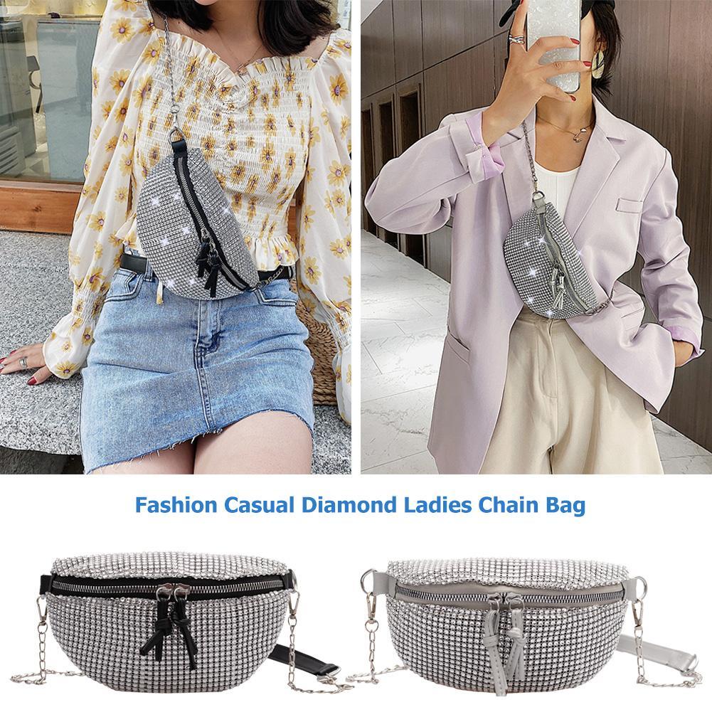 Waist Rhinestone Bag Fanny Women ddmysmile Casual Zipper Small Ddmysmile Chest Crossbody Phone Pack Smile