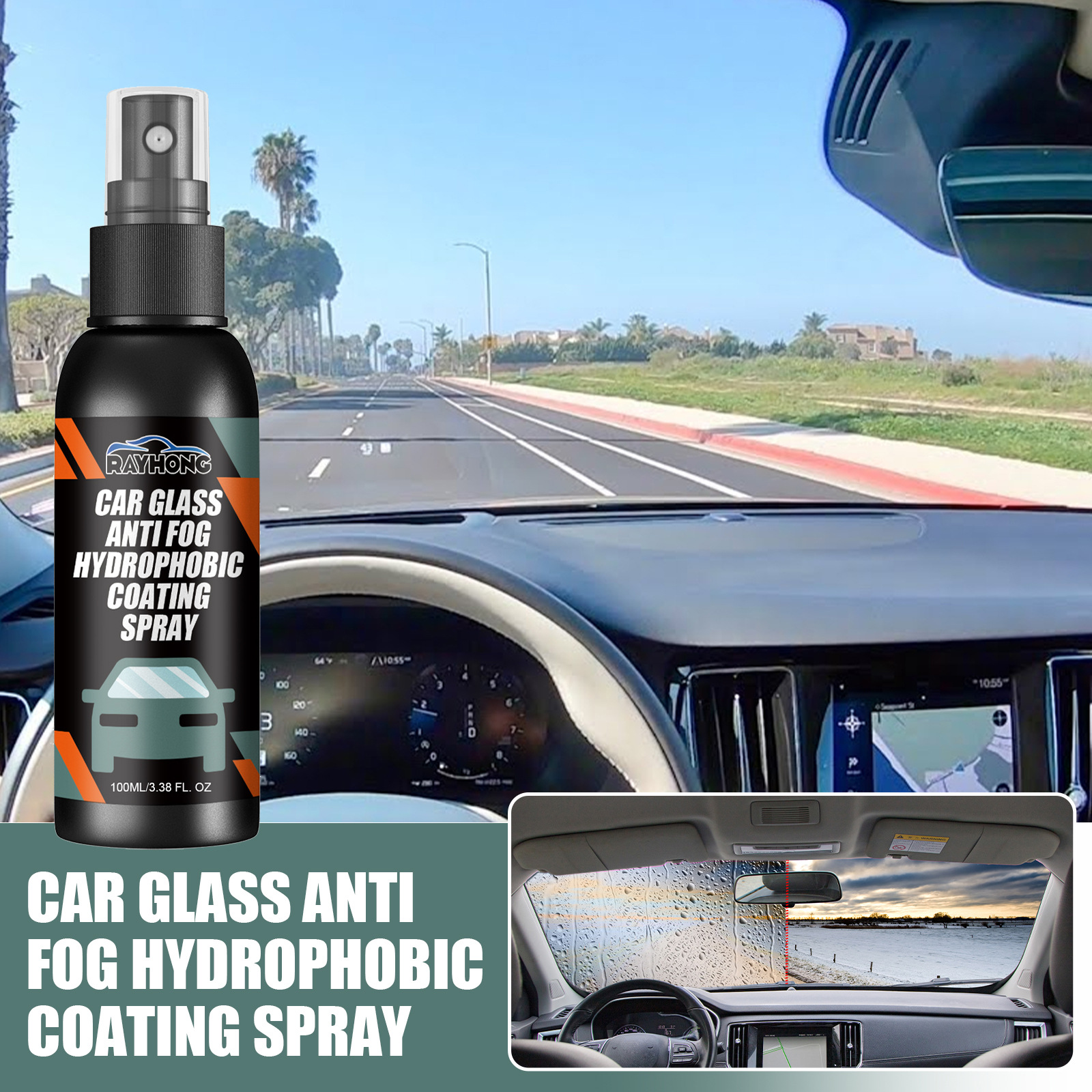 Windshield Spray ddmysmile Car Waterproof Car Rearview Mirror Rain-Proof Coating Coating Cleaning Stain Water Anti-Fog Agent Smile