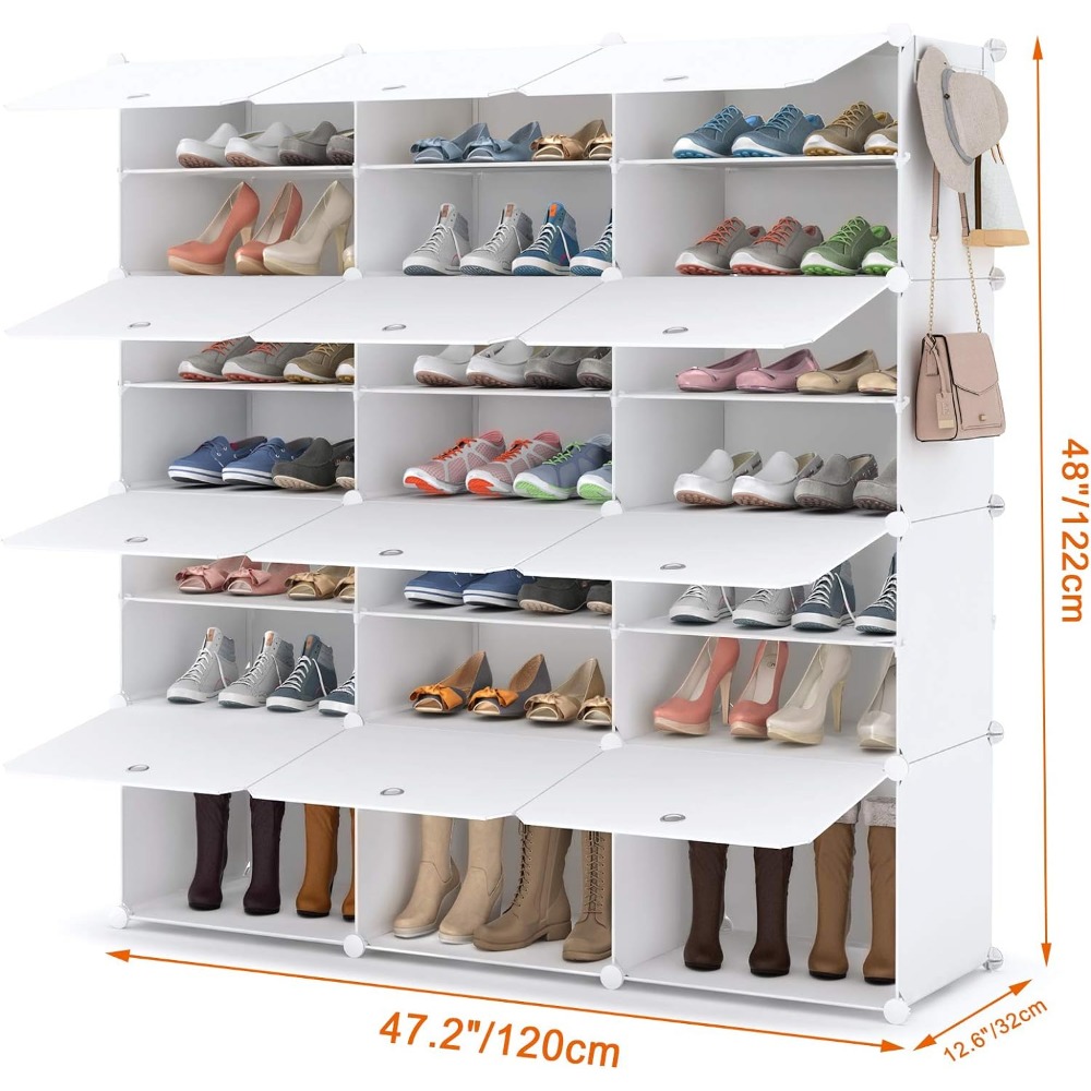 Shoe Cabinet,48 Pairs Shoes Rack 3 By 8 Tier Shoes Organizer Space Saving Storage for Closet Hallway Living Room Bedroom White