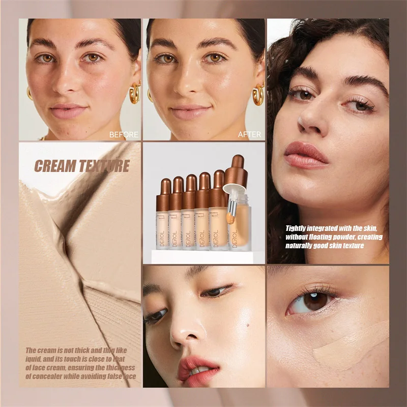 Colors Liquid 6 Concealer Cream Waterproof Full Coverage Concealer Long Lasting Face Scars Acne Cover Smooth Moisturizing Makeup smile