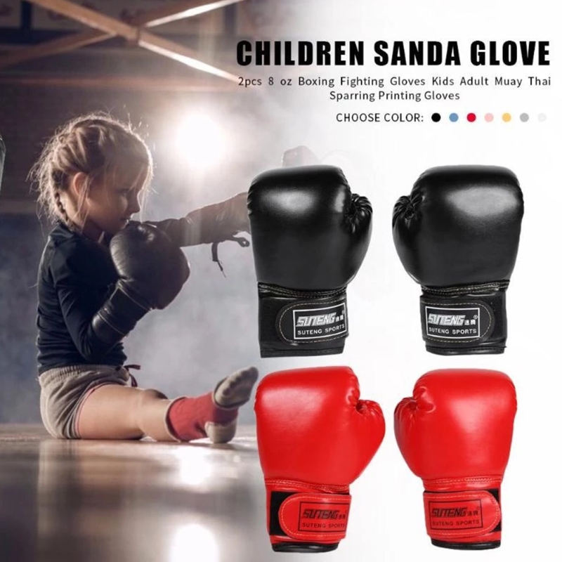 Kids 3-10 Years Boxing Gloves Junior Mitts Bag Children Gel Pad Glove PU F2TC smile