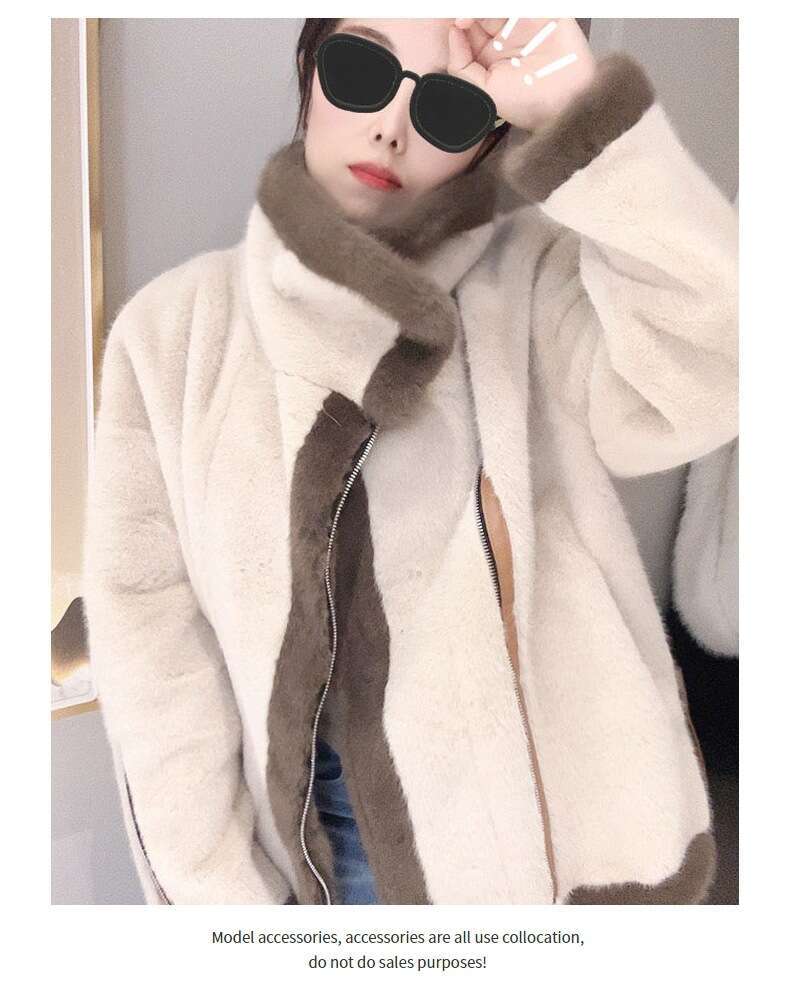 shanshi fur coat women Winter new Korean loose faux fur jacket with thick and warm zipper plush cardigan for women's outerwear