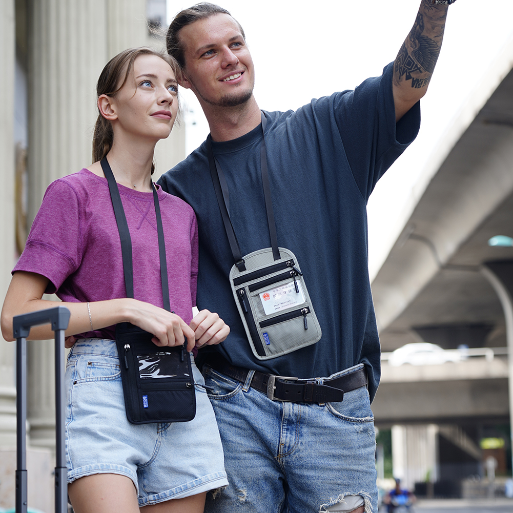 Holder Passport Travel RFID Document Organizer Shoulder Card Bag for Men Women smile