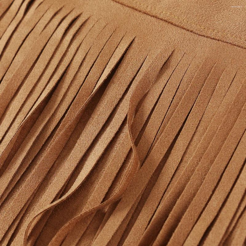 Skirts OF.STUDIOS 2024 Cowboy Style Fashion High Quality Casual Fringe Midi Skirt Women Summer