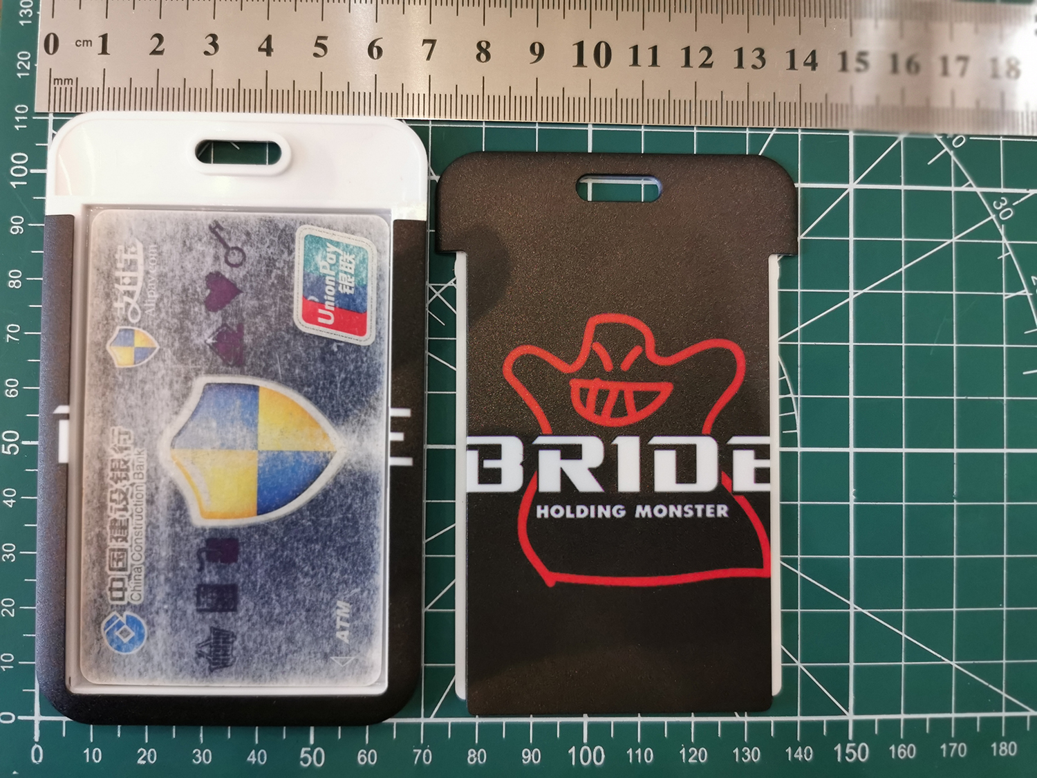 JDM Racing Style Keychain ABS Bank Credit Card Holder Wallet Bus ID Name Work Card KEYRING Lanyard For BRIDE NOS HKS MUGEN POWER