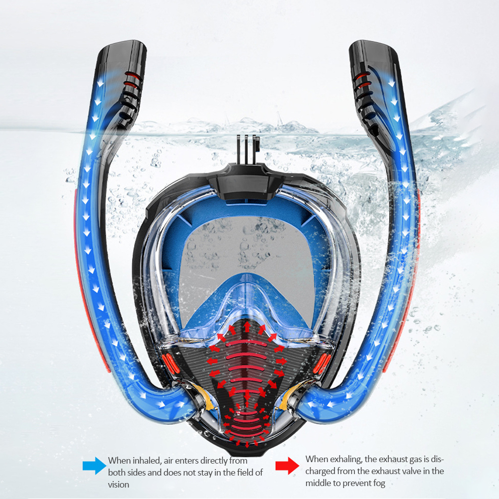 Underwater Respirator Goggles Full Face Scuba Face Mask Double Breathing Tube