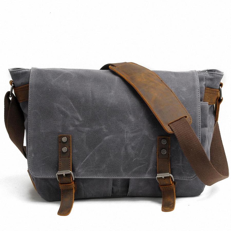 New Fashion Thick Wax Canvas Shoulder Messenger Men Crossbody Bag Vintage Male Leisure Sg Bag Casual Boy Canvas BagVoyage
