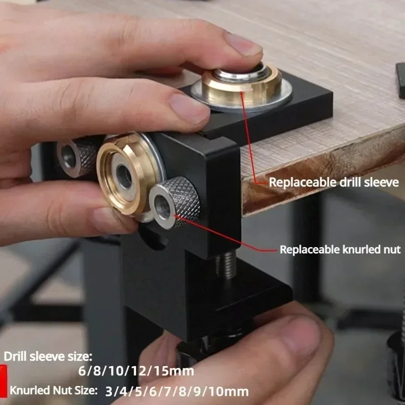 New Woodworking Pocket Hole Jig 3 in 1 Adjustable Doweling Jig with 6/8/10/12/15mm Drill Bit Drilling Guide Locator Puncher Tool