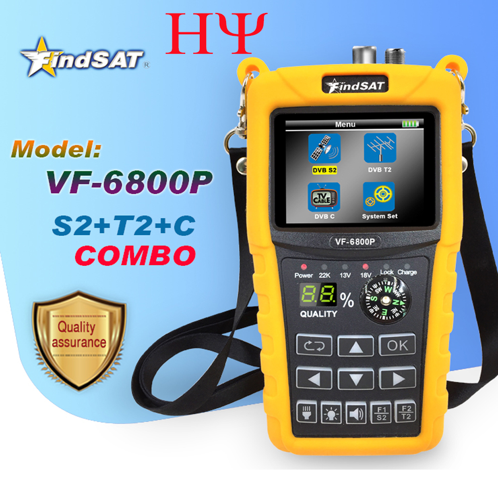 VF-6800P HD Digital Satellite Finder Combo Support DVB-T2/DVB S2/DVB C Sat Finder Meter TV Receiver Dvbt2 Tuner