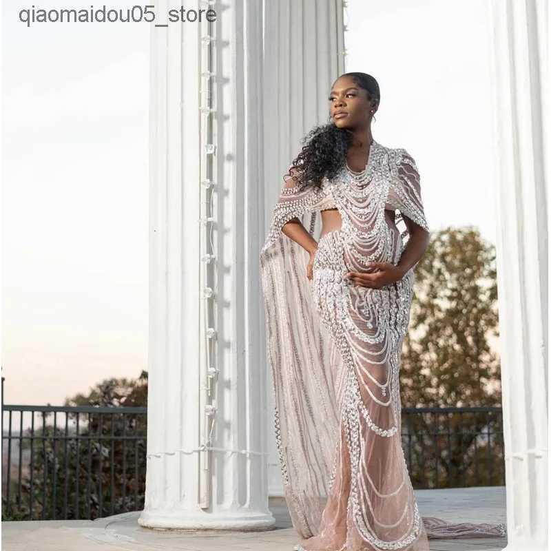 Maternity Dresses Pregnant woman photography props dresses and photos of pregnant women. Set long dress sexy goddess sparkling rhinestone sequin corne