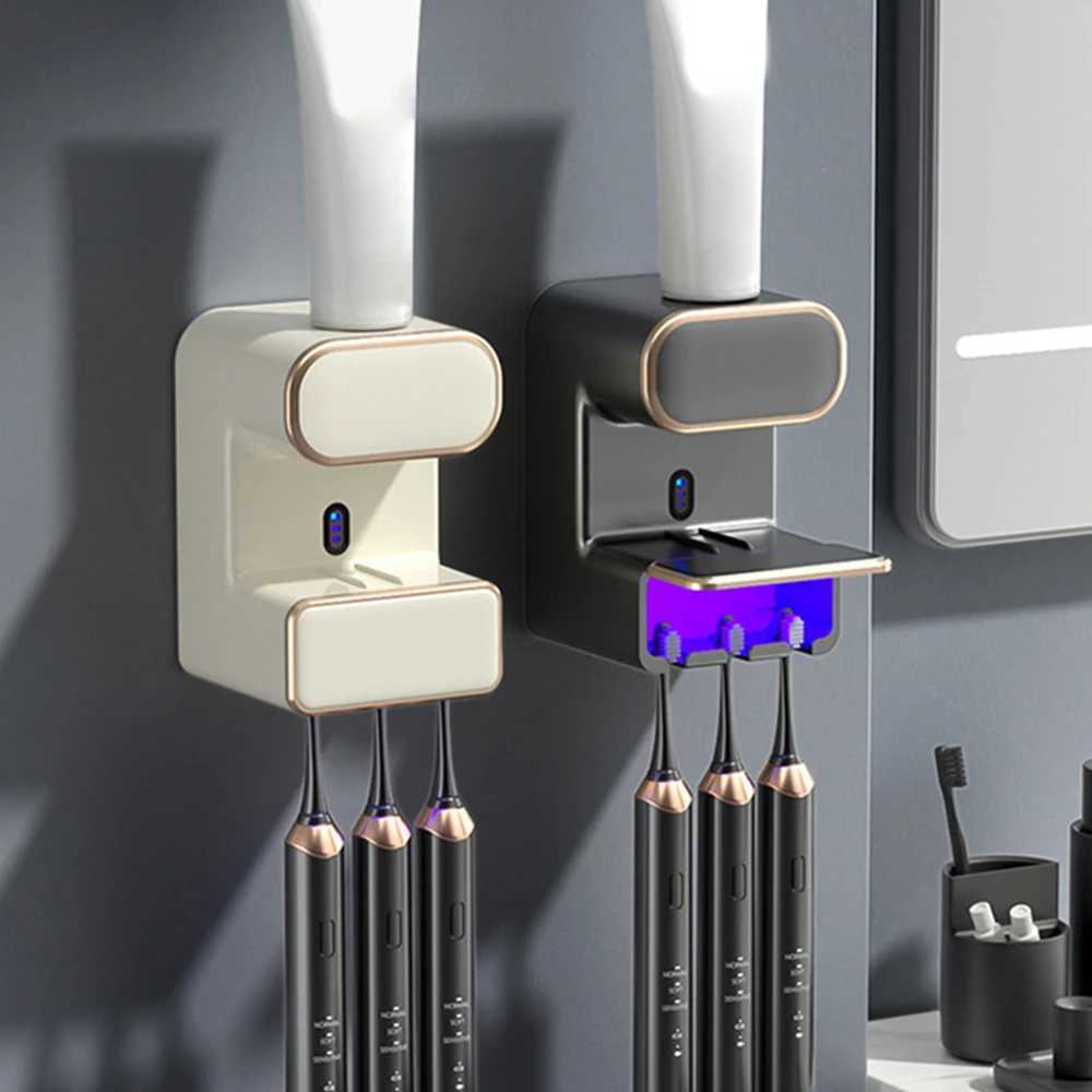 Automatic Toothbrush Sanitizer Sensor Toothpaste Dispenser Electric Squeezer Inductive Holder With UV Sterile Light 240415