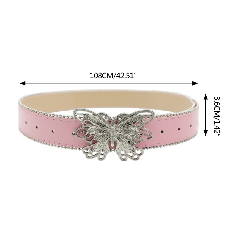 PU Butterfly Women Belt Buckle Waist Belt Subculture Pin ddmysmile Buckle Waistband Punk Y2k Jeans Pants Belt Hot Girl Accessories DXAA Smile