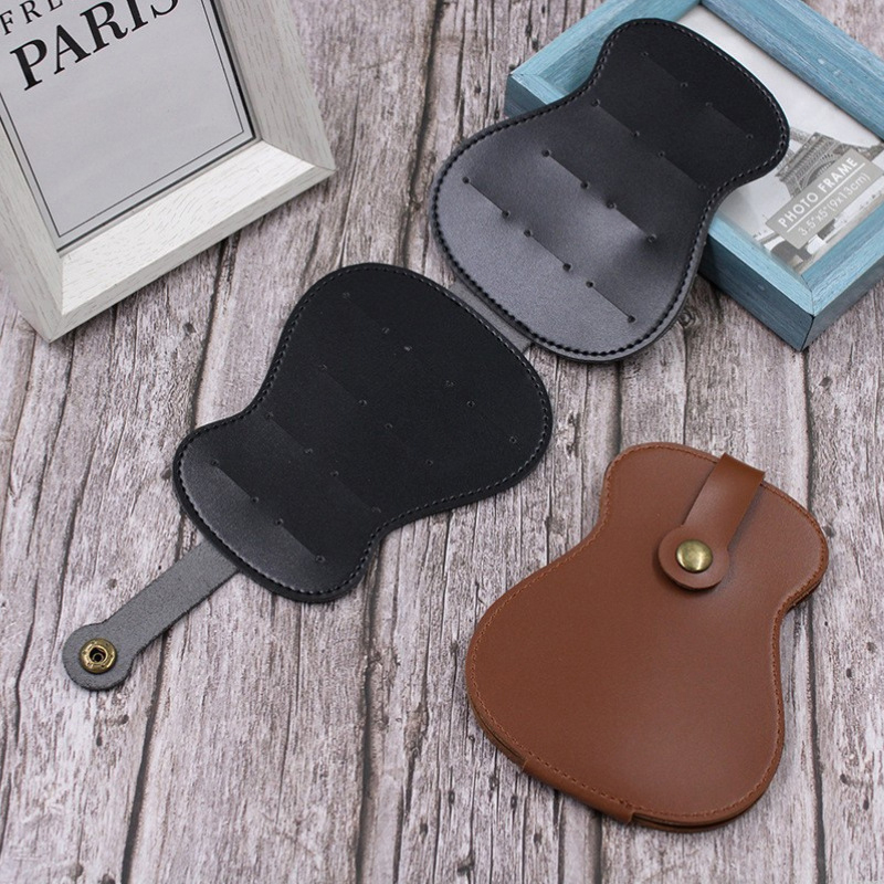 Leather 2024 New PU Key Chain Guitar Picks Holder Keychain ddmysmile Plectrums Bag Case Supplies Guitar Strap Guitar Neck Smile