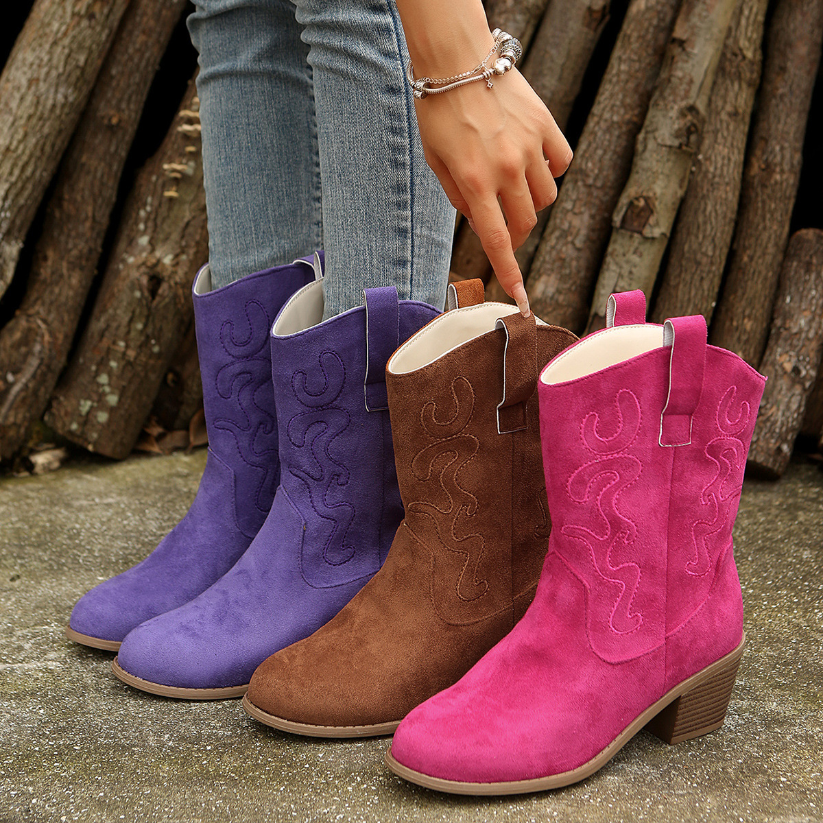 Fashion Boots for Women Brown Purple Non-Slip Ankle boots Female Ladies Girls Outdoor Casual Shoes