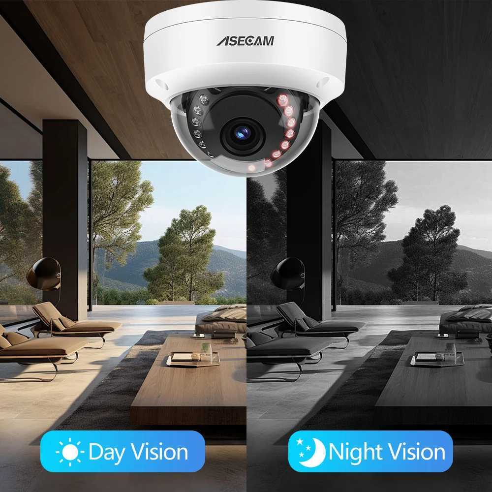 IP Cameras ASECAM 8MP 4K POE IP Camera IK10 Explosion-proof Outdoor Face Detection H.265 Metal Dome CCTV Security Video Surveillance 24413