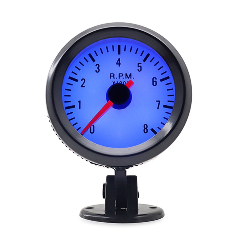 Automotive 2-Inch 52Mm Blue Light Black Circle Tachometer Accessories Parts 0-8000RPM For 1-8 Cylinders LED Light