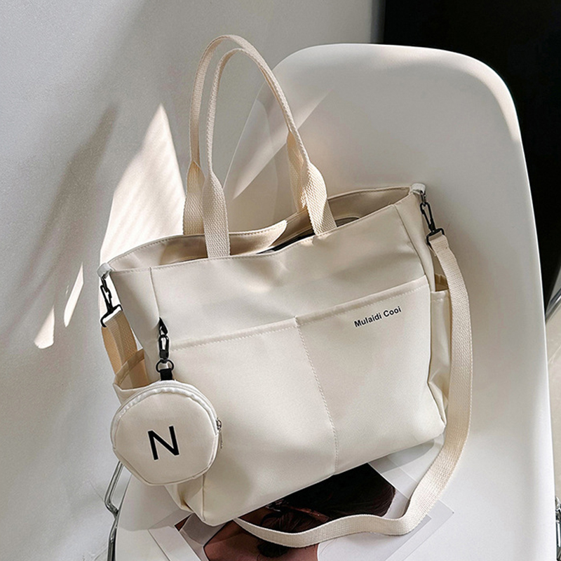 Casual Women's Bag Nylon Waterproof Large Capacity Tote Zipper Shoulder Bag Student Handbag Shopping With Purse
