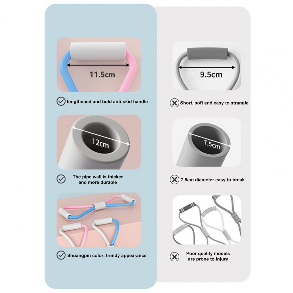 Band Resistance 8 Exercise Figure Band Chest Expander for Women Men Non-slip Handle Reusable Lightweight Physical for Home smile