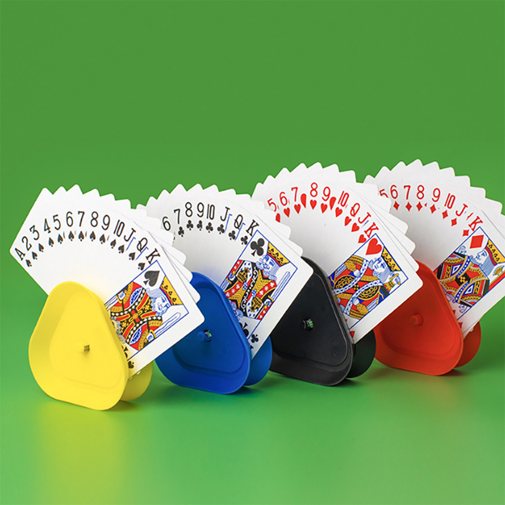 4pcs Hands-Free Playing Card Holder Card Game Holder Board Triangle Shaped Card Rack Stand Plastic for Seniors Children Adults