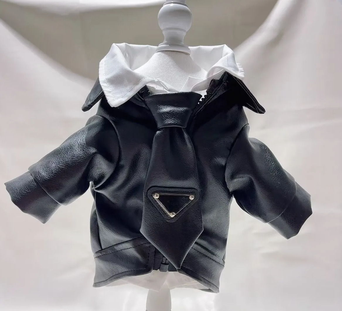 Autumn And Winter New Pet Leather Jacket Teddy Schnauzer Maltese French Bulldog Cat Dog Clothes Jacket Dog Warm Clothes JJ a78 JJ