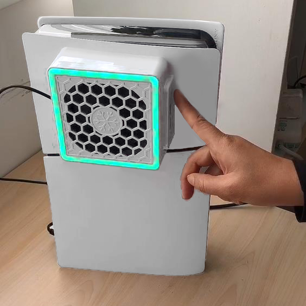 Cooling Fan with LED Light 2 USB Ports Game Console Side Cooler Side-mounted Fan Console Cooler Fan for PS5 SLIM