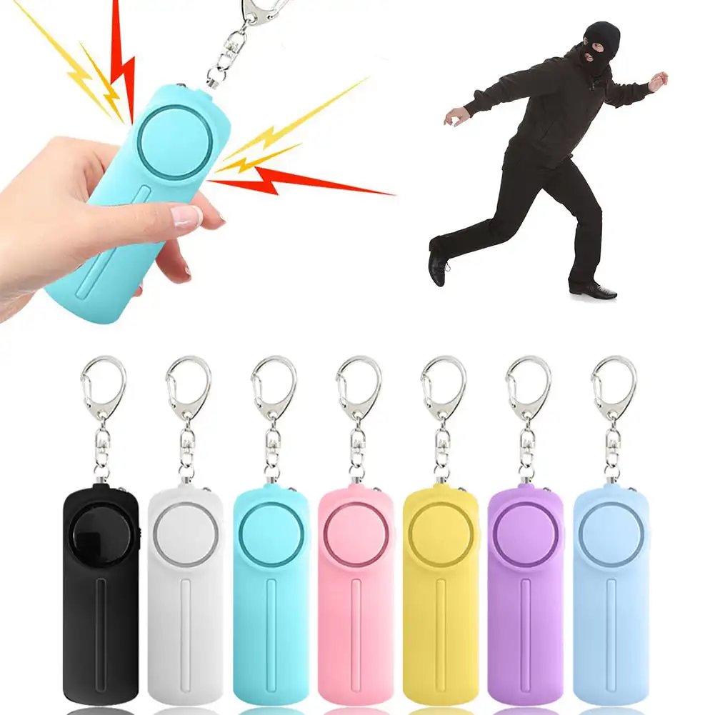 Defense Flashlight LED Self USB Rechargeable Keychain Light with Safety Alarm Protective Supplies Women Outdoor Emergency Tool smile