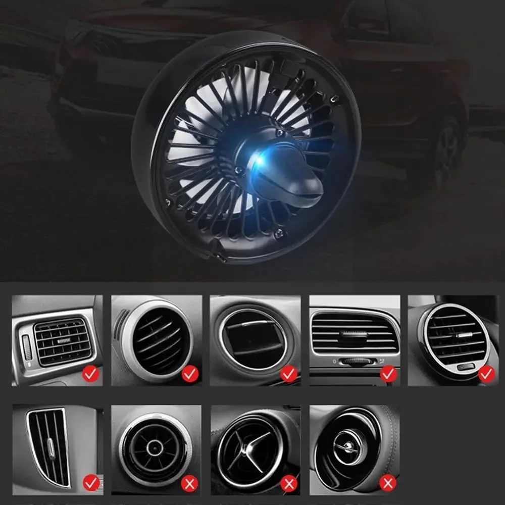 Fans Air Air Car Outlet Cooling Electric Circulator Vent Portable Mini Size Colorful 3 Speed ddmysmile USB 12-24V Car Accessories Interior Smile