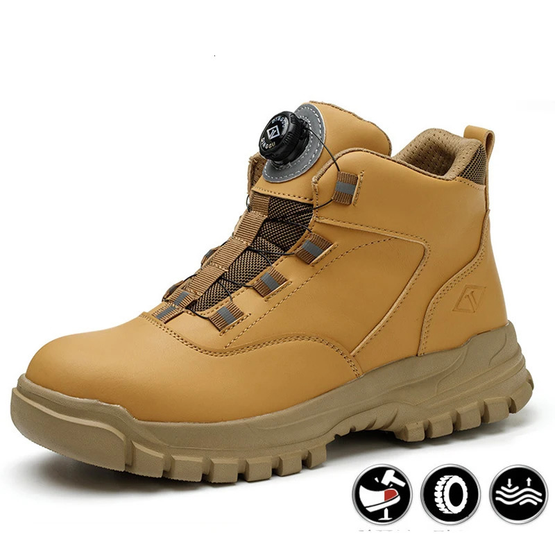 Lightweight Work Boots Safety Steel Toe Shoes Men Rotating Buttons Protective Shoes Work Sneakers Puncture-Proof Winter Boots 241112