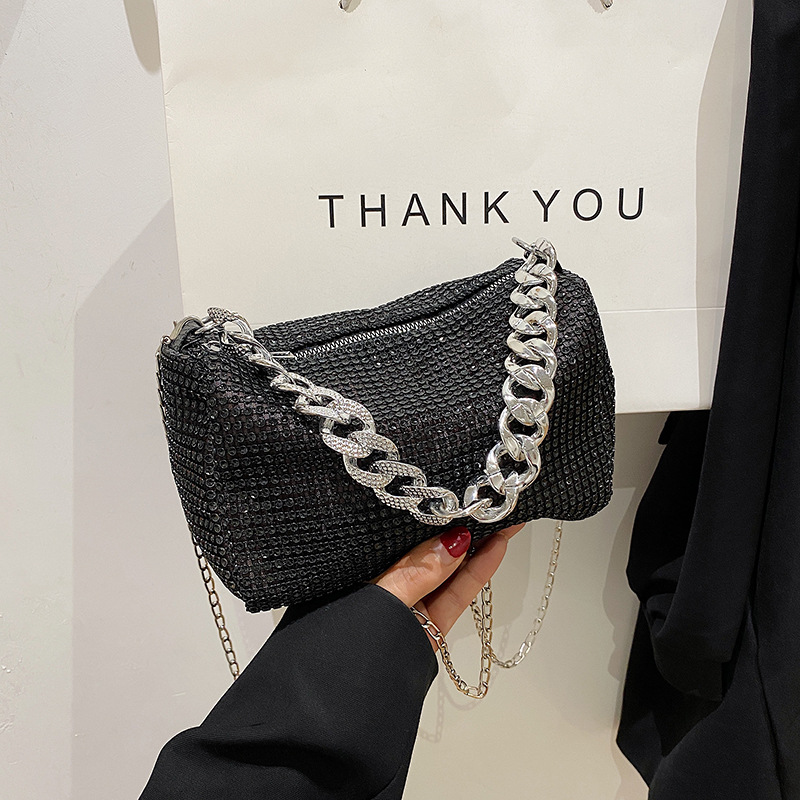 Fashion Glitter Rhinestone Evening Bag Women Trend Luxury Shiny Handbag Female Nightclub Carnival Party Crossbody Underarm Bag