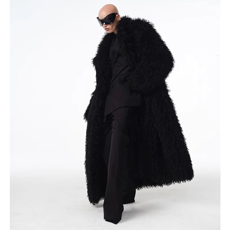Mens and womens sheepskin coats beach wool coats long fur coats 241112