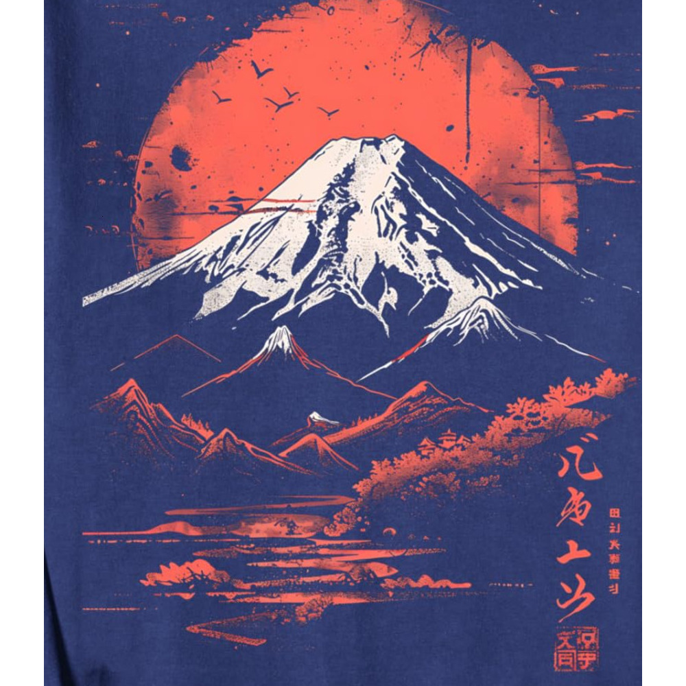 Long Sleeve Shirts for Men sweatshirt Mount Fuji Vintage Japanese Mountain Scene Graphic Tees Sweatshirt T shirt Tee Streetwear Casual tops clothes