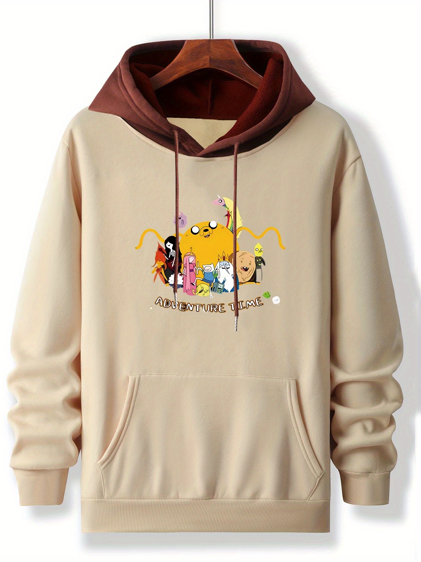 Adventure Time Print, Men's Trendy Print Fashion Hooded Sweatshirt Casual Sports Hooded Shirt Versatile Top Men's Clothing For Fall And Wint