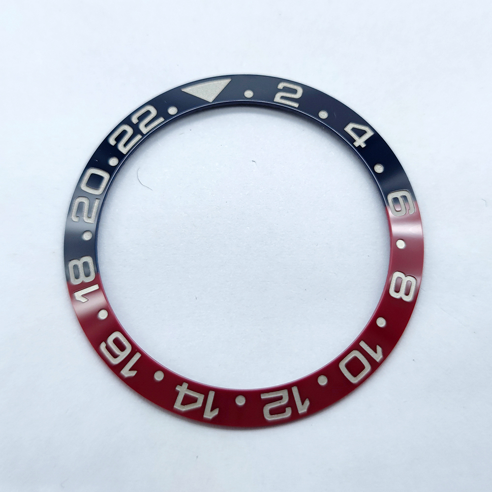 original ceramic blue red bezel insert ring 24 hours gmt 38mm30.5mm for rlx sub watch replace accessories parts
